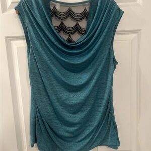 Elegant Teal Drape Blouse XLYX JC Penny  xl
